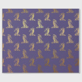 Gold Royal Fairly Sword Paars Plum Heraldic Cadeaupapier (Vlak)