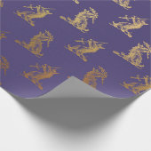 Gold Royal Fairly Sword Paars Plum Heraldic Cadeaupapier (Hoek)