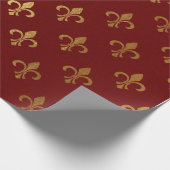 Gold Royal Fior De Lise Heraldic Burgundy Maroon Cadeaupapier (Hoek)