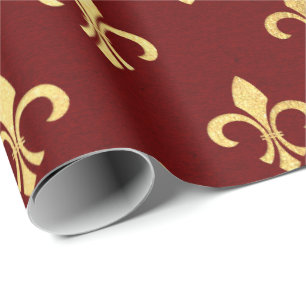 Gold Royal Fior De Lise Heraldic Burgundy Maroon Cadeaupapier
