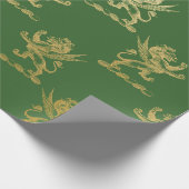 Gold Royal Lion Fairly King Green Grass Heraldic Cadeaupapier (Hoek)