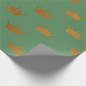 Gold Royal Mint Green King Crown Heraldic Princess Cadeaupapier (Hoek)