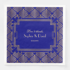 Gold Royal Navy Blue Great Gatsby Art Deco Wedding Servet