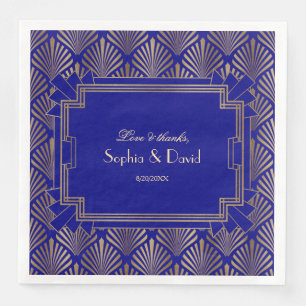 Gold Royal Navy Blue Great Gatsby Art Deco Wedding Servet