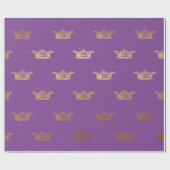 Gold Royal Paars Lavender Crown Heraldic Prince Cadeaupapier (Vlak)