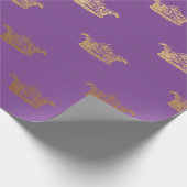 Gold Royal Paars Lavender Crown Heraldic Prince Cadeaupapier (Hoek)