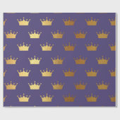 Gold Royal Paars Plum King Crown Heraldic Prince Cadeaupapier (Vlak)