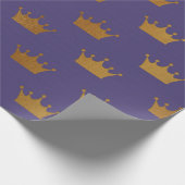 Gold Royal Paars Plum King Crown Heraldic Prince Cadeaupapier (Hoek)