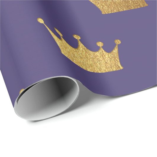 Gold Royal Paars Plum King Crown Heraldic Prince Cadeaupapier (Rol Hoek)