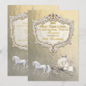 Gold Royal Princess Storybook Carriage & Unicorn Kaart (Voorkant / Achterkant)