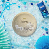 Gold Royal Princess Storybook Carriage & Unicorn Papieren Bordje (Feest)