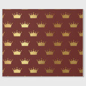 Gold Royal Red Maroon King Crown Heraldic Princess Cadeaupapier (Vlak)