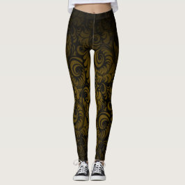 Gold Royale Swagger Leaf Print Leggings