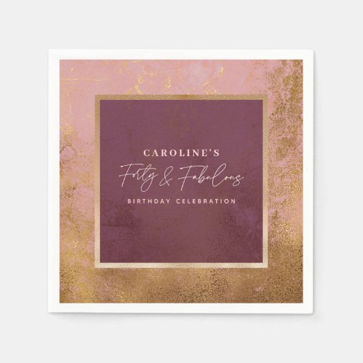 Gold & Roze 40e verjaardag Servet (Voorkant)