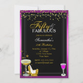 Gold & Roze 50 & Fabulous Birthday Invitation Kaart (Voorkant)
