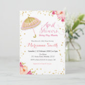 Gold Roze April Shower brengt May Flowers Kaart (Staand voorkant)