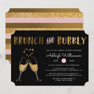 Gold & Roze Brunch en Bubble Wedding Vrijgezellenf Kaart