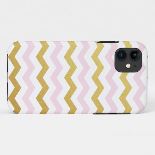 Gold & Roze Chevron Pattern iPhone Case (Achterkant (horizontaal))