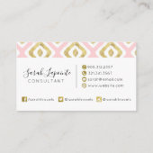 Gold & Roze Chic & Elegant Ikat Patroon Visitekaartje (Achterkant)