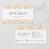 Gold & Roze Chic & Elegant Ikat Patroon Visitekaartje (Voorkant / Achterkant)