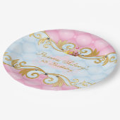 Gold, Roze en Baby Blue Princess Party Papieren Bordje (Gekanteld)