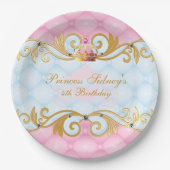Gold, Roze en Baby Blue Princess Party Papieren Bordje (Voorkant)