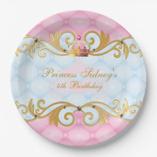 Gold, Roze en Baby Blue Princess Party Papieren Bordje