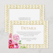 Gold & Roze Floral - Details Card Informatiekaartje (Voorkant / Achterkant)