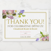 Gold & Roze Floral Pastel Weddenschap Hartelijk da Sparkling Wijnetiket (Enkel label)