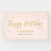 Gold & Roze Happy Birthday Party-banner Spandoek (Horizontaal)