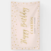 Gold & Roze Happy Birthday Party-banner Spandoek (Verticaal)