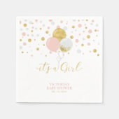 Gold & Roze Het is een meisje Baby shower Napkins Servet (Voorkant)