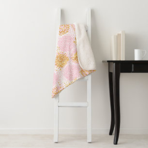 Gold & Roze Pom Pom Pattern Sherpa Blanket Deken