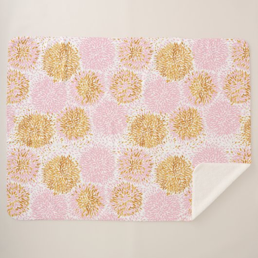 Gold & Roze Pom Pom Pattern Sherpa Blanket Deken (Voorkant (horizontaal))