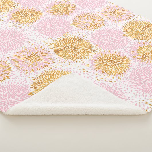 Gold & Roze Pom Pom Pattern Sherpa Blanket Sherpa Deken (3/4)