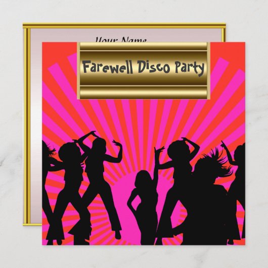 Gold roze Popular Disco Farewell Invitation Kaart (Voorkant / Achterkant)