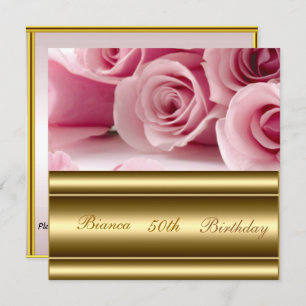 Gold roze Popular Elegant 50th Birthday Invitation Kaart