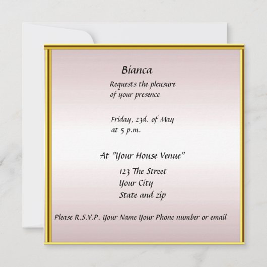 Gold roze Popular Elegant 50th Birthday Invitation Kaart (Achterkant)