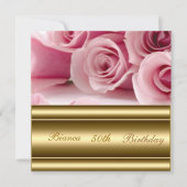 Gold roze Popular Elegant 50th Birthday Invitation Kaart (Voorkant)