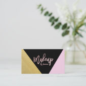 Gold roze zwarte Makeup Modern Script Bruske Strok Visitekaartje (Staand voorkant)