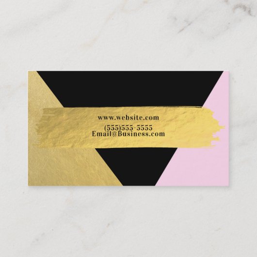 Gold roze zwarte Makeup Modern Script Bruske Strok Visitekaartje (Achterkant)