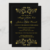 Gold Rozen Border Weduwen Uitnodiging (Voorkant / Achterkant)