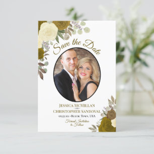 Gold Rozen Elegant Floral Boho Wedding Foto Save The Date