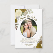 Gold Rozen Elegant Floral Boho Wedding Foto Save The Date (Voorkant)