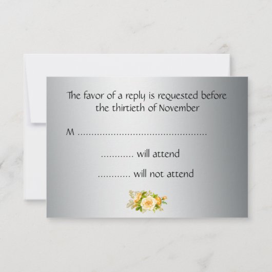 Gold Rozen en Silver Wedding RSVP (Achterkant)