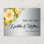 Gold Rozen en zilveren bruiloft sparen de Datum Aankondigingskaart (Voorkant)