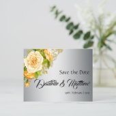 Gold Rozen en zilveren bruiloft sparen de Datum Aankondigingskaart (Staand voorkant)