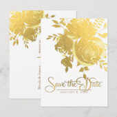 Gold Rozen Faux Folie Elegant Modern Save the Date Aankondigingskaart (Voorkant / Achterkant)