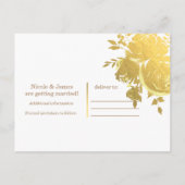Gold Rozen Faux Folie Elegant Modern Save the Date Aankondigingskaart (Achterkant)