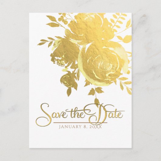 Gold Rozen Faux Folie Elegant Modern Save the Date Aankondigingskaart (Voorkant)